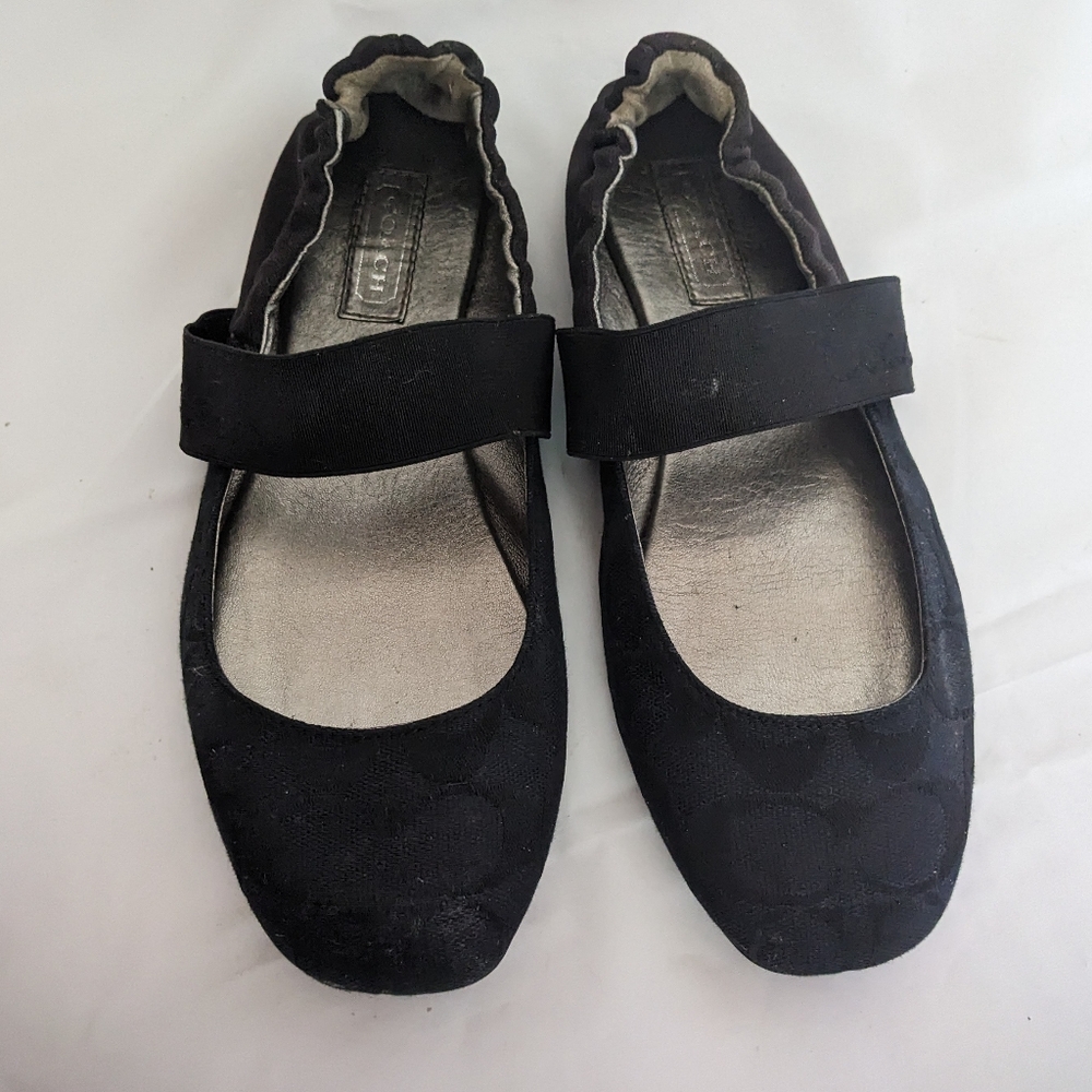 Coach black fabric logo ballet flats 6.5